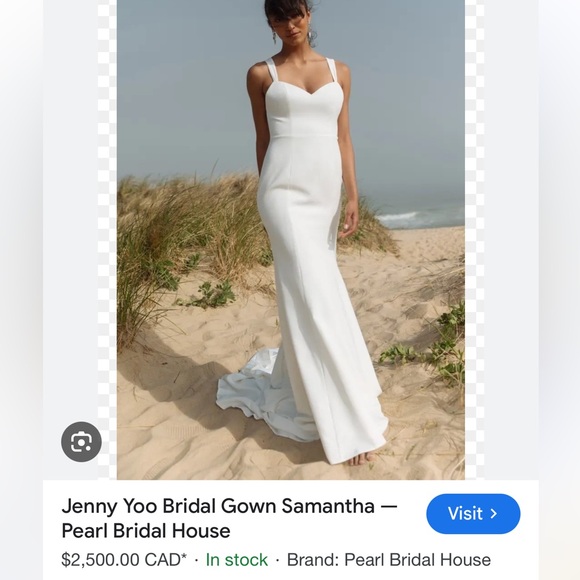 Jenny Yoo Samantha Wedding Gown Sz. 10 open back Crepe button train $2,500 - Picture 10 of 16